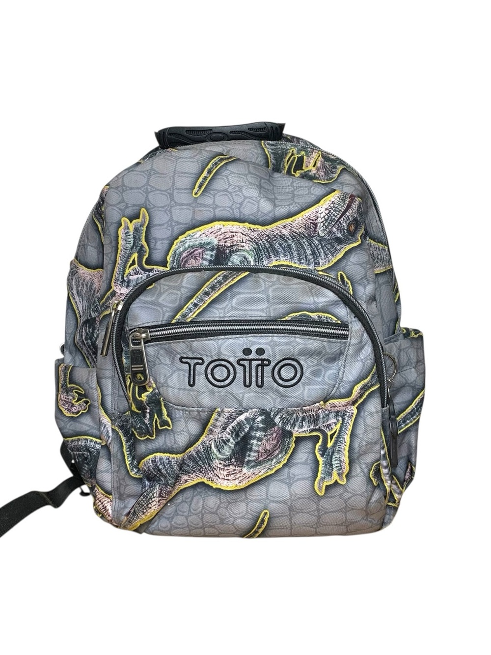 TOTTO Gray School Backpack Dinosaur Graphic Ergonomic Breathable Bottle holder
